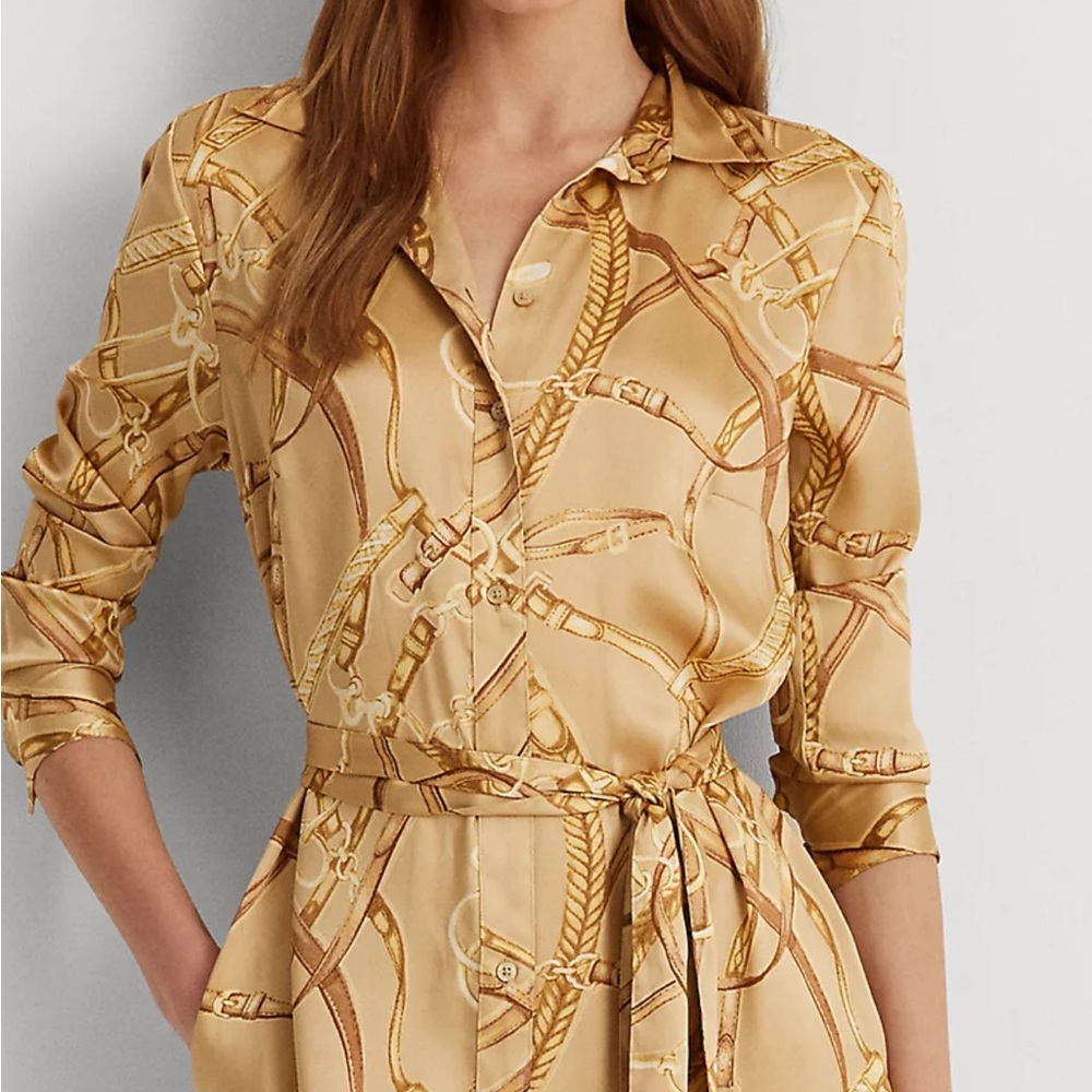 Lauren Ralph Lauren Equestrian-Print Twill Shirtdress, size 2 - Picture 3 of 10